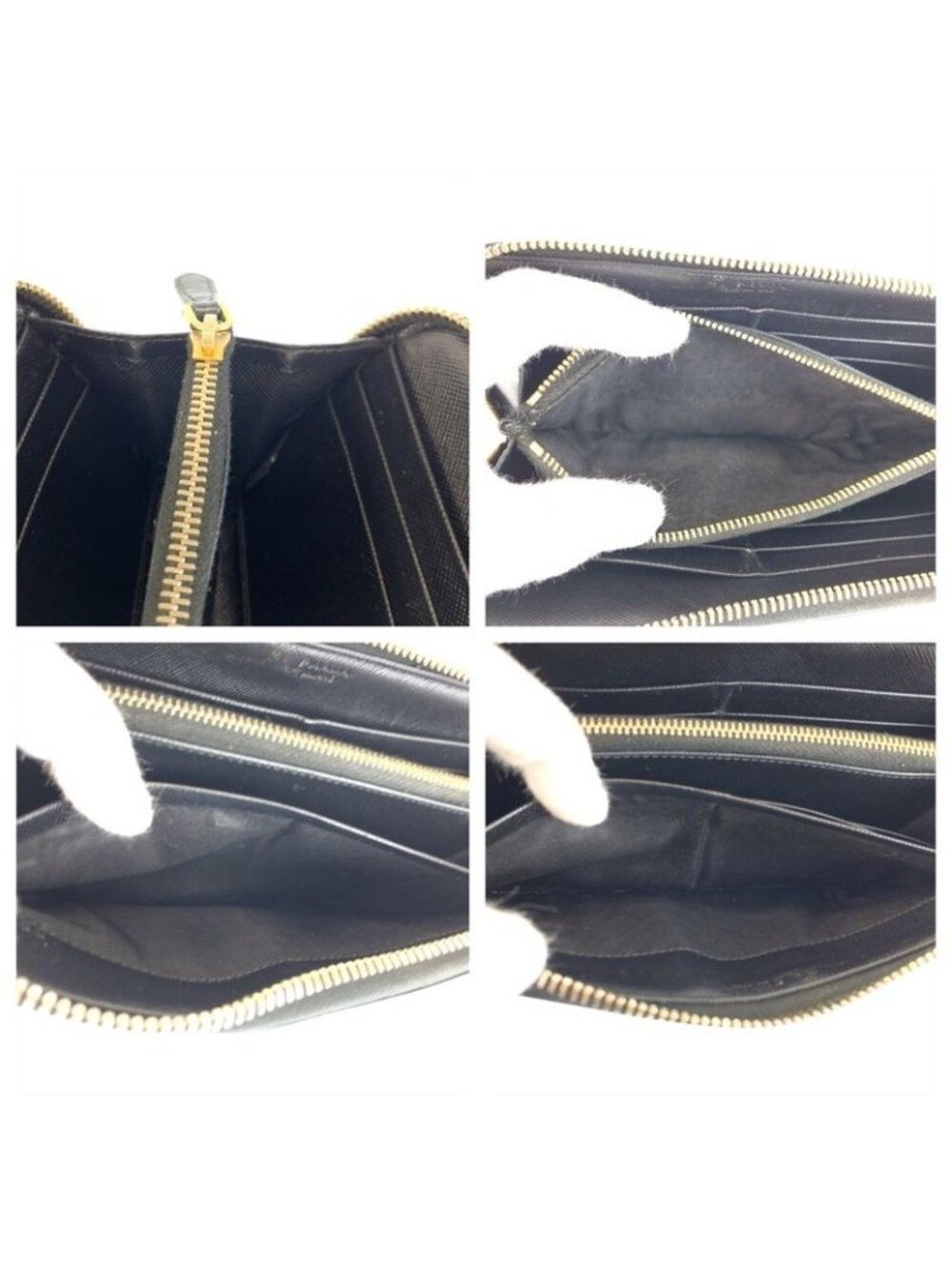 Prada Saffiano Black Gold Leather Wallet - Picture 8 of 9